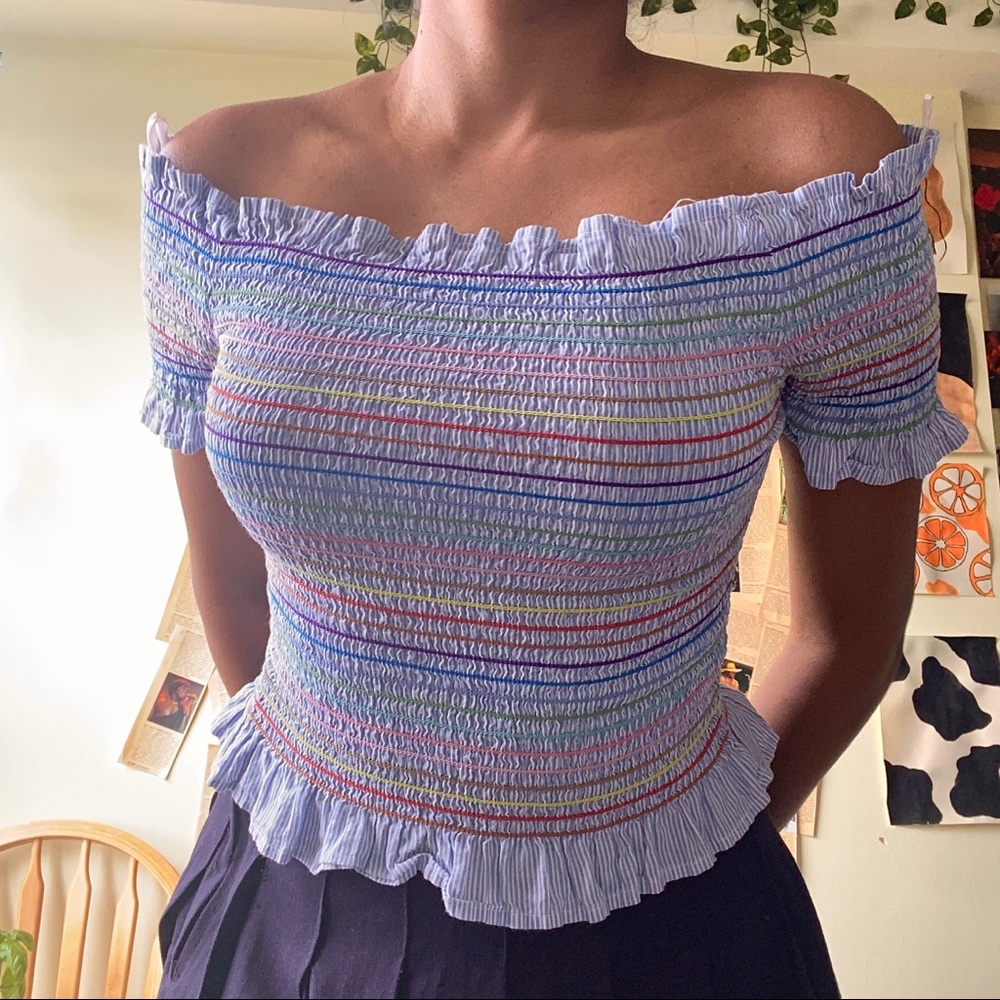 Cute multicoloured off the shoulder top